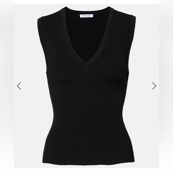 New VERONICA BEARD Sid ribbed-knit sweater top Black Sleeveless XS - Picture 10 of 12